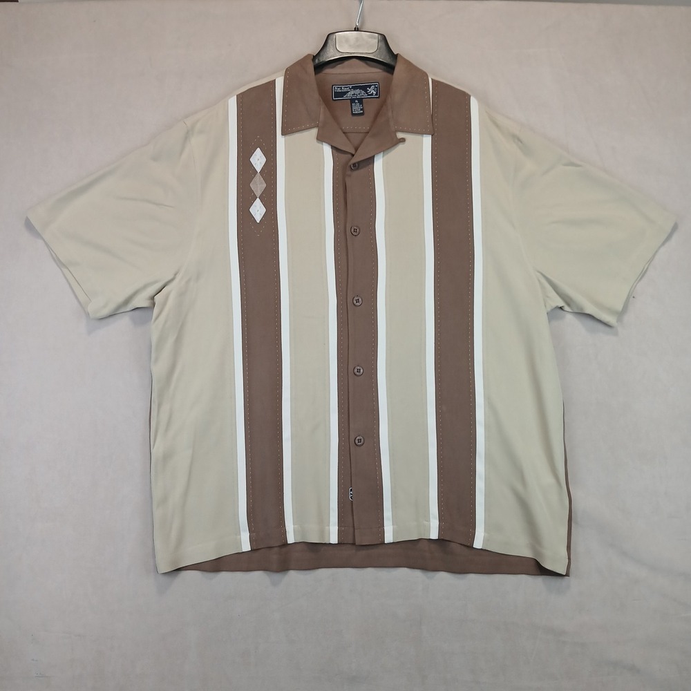 Nat Nast XL Mens Shirt Hawaiian Camp Bowling Embroidered 27x29 **Fits A XXL **
